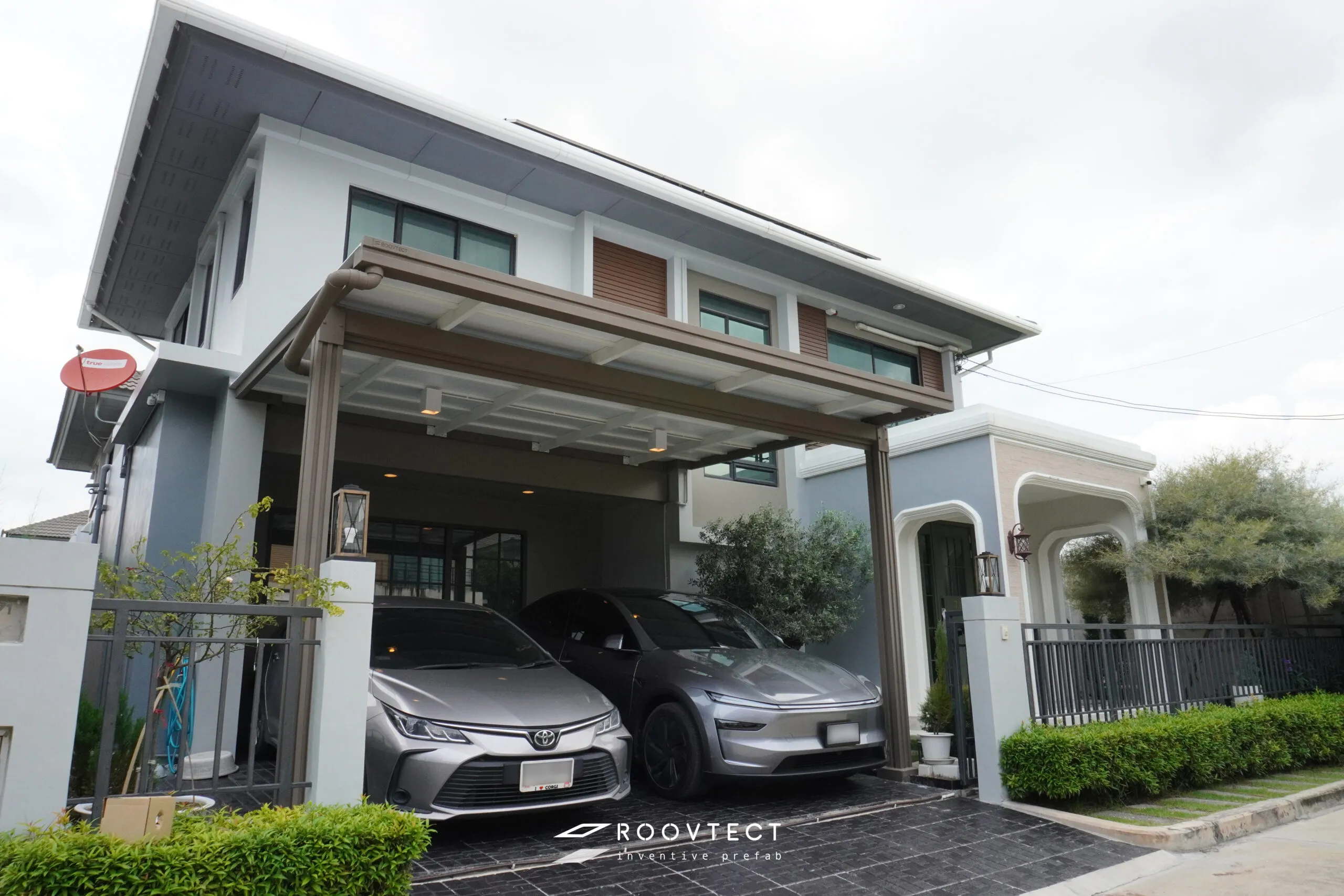 โรงจอดรถ - หลังคาทึบแสง - White PR7 - Modern - Modern i15 - ROOVTECT