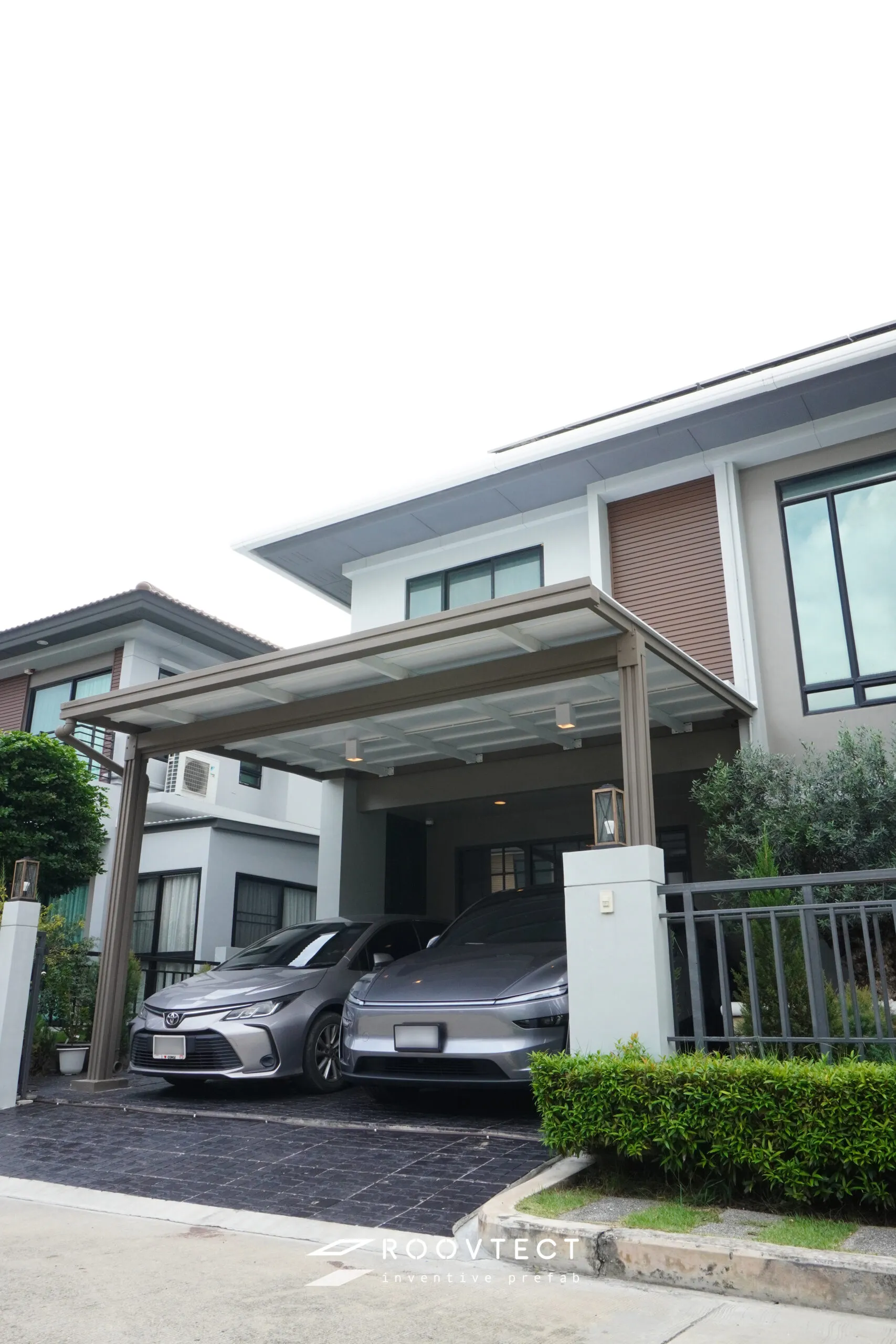 โรงจอดรถ - หลังคาทึบแสง - White PR7 - Modern - Modern i15 - ROOVTECT