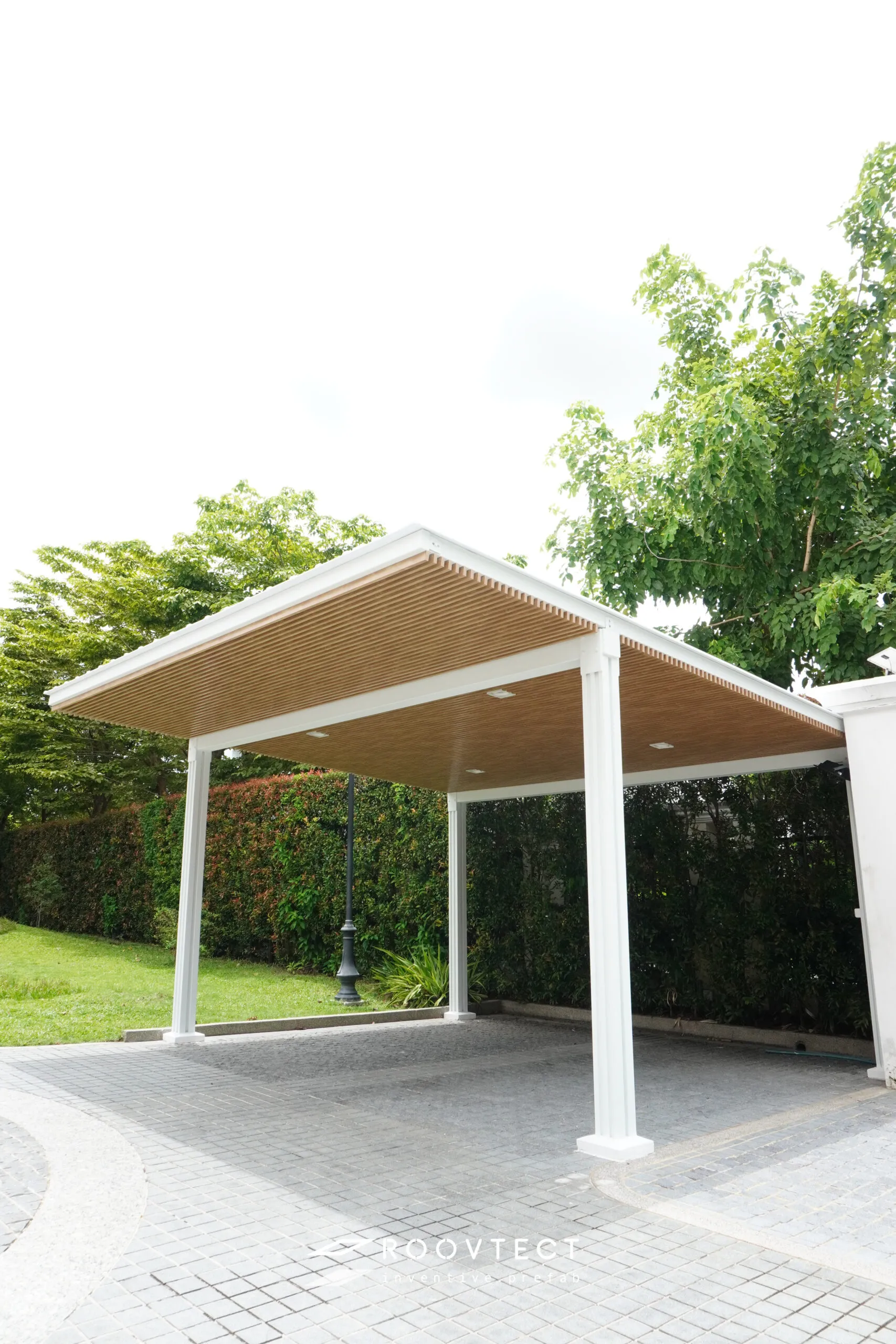 โรงจอดรถ - หลังคาทึบแสง - White PR7 - Modern - Standard - ROOVTECT