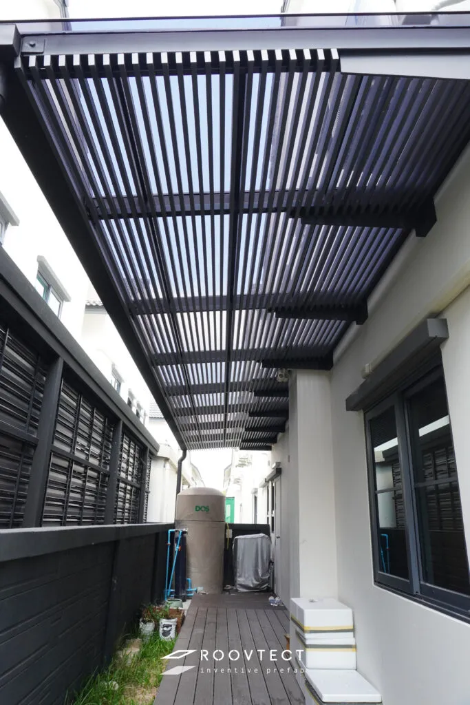 หลังคากันสาด - หลังคา Solid Polycarbonate - Ocean Grey - Modern - Modern i15 - ROOVTECT