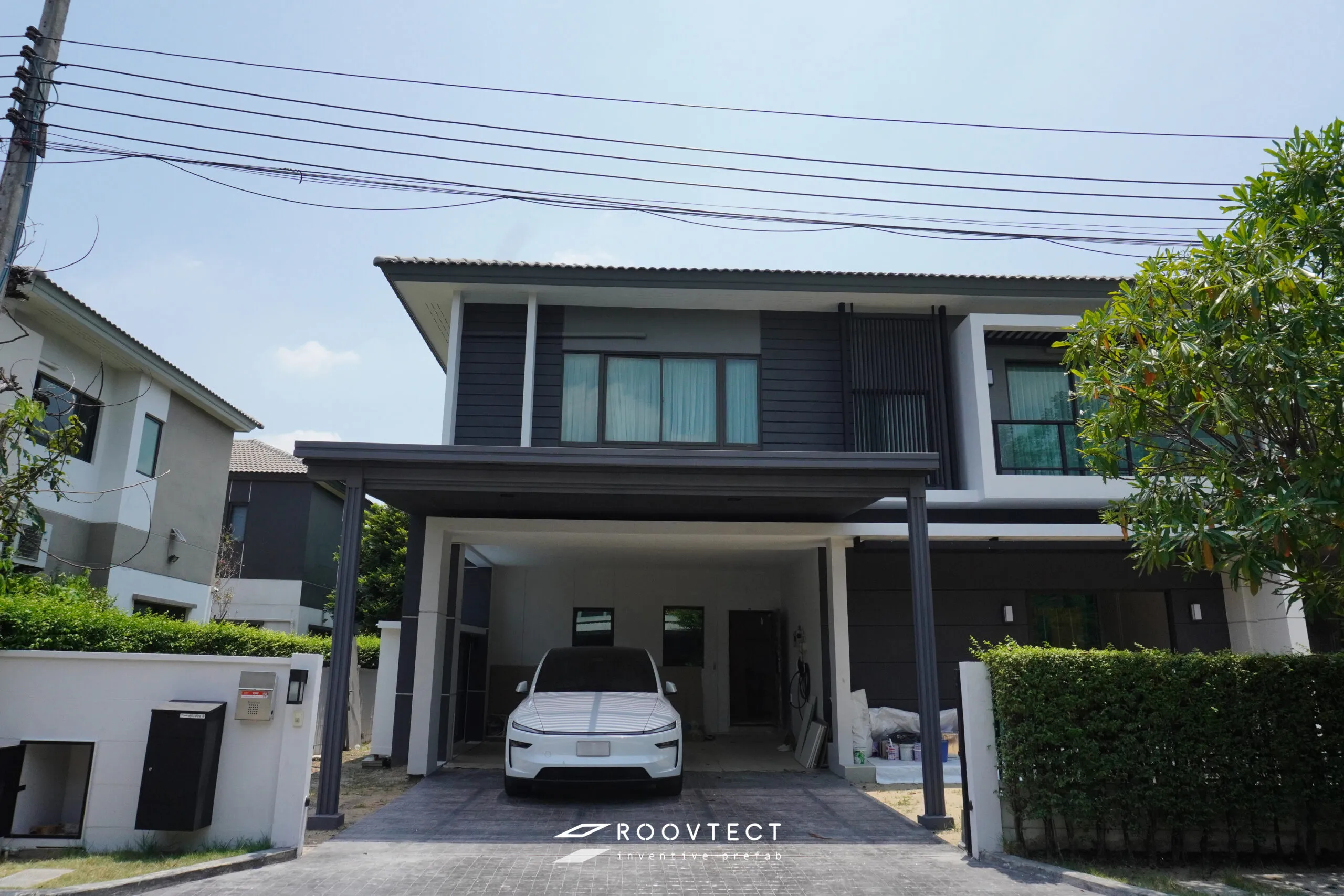 โรงจอดรถ - หลังคา Solid Polycarbonate - Ocean Grey - Modern - Modern i15