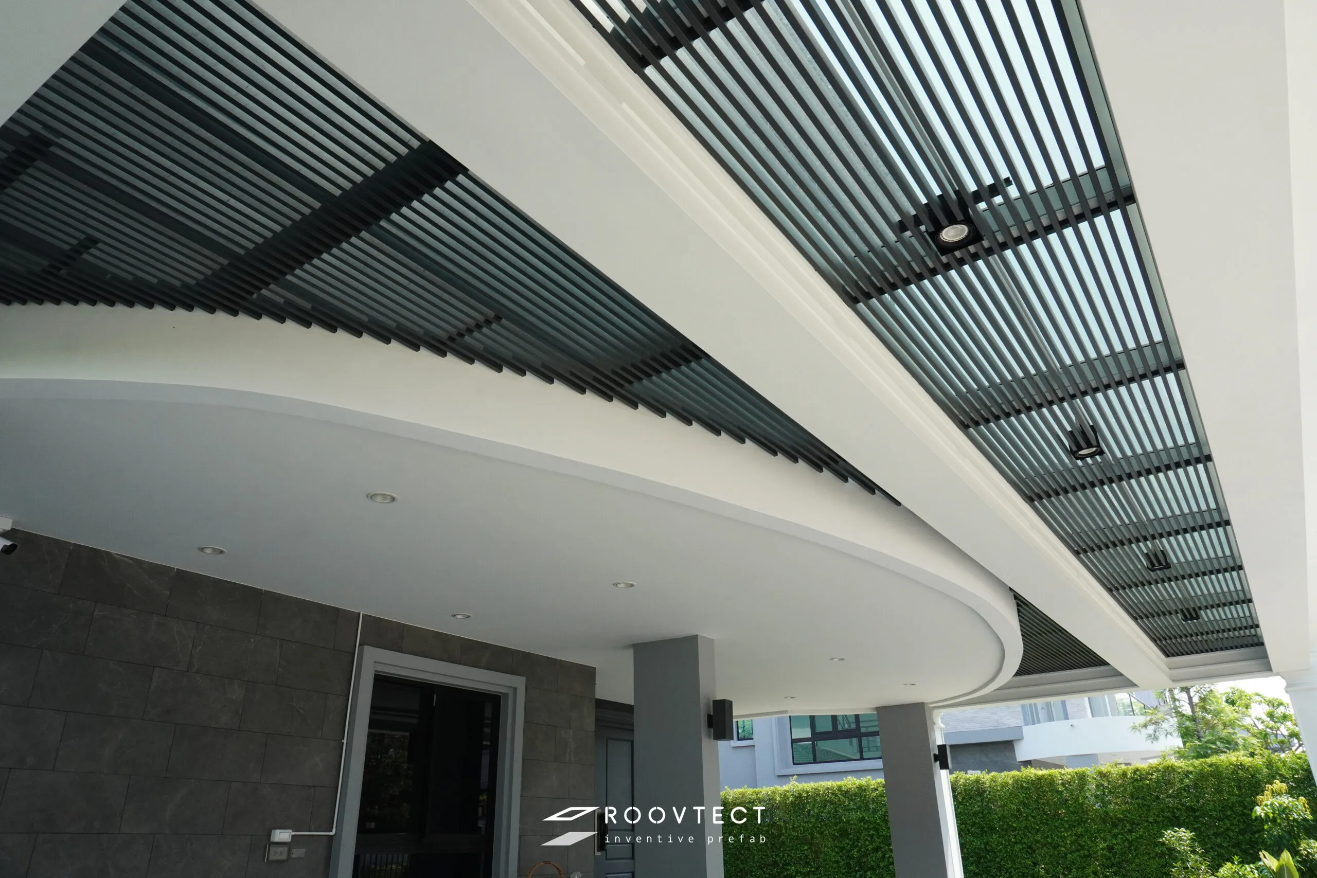 โรงจอดรถ - หลังคาอะคริลิค Shinkolite - Noble Green (N590) - Contemporary - Contemporary C40