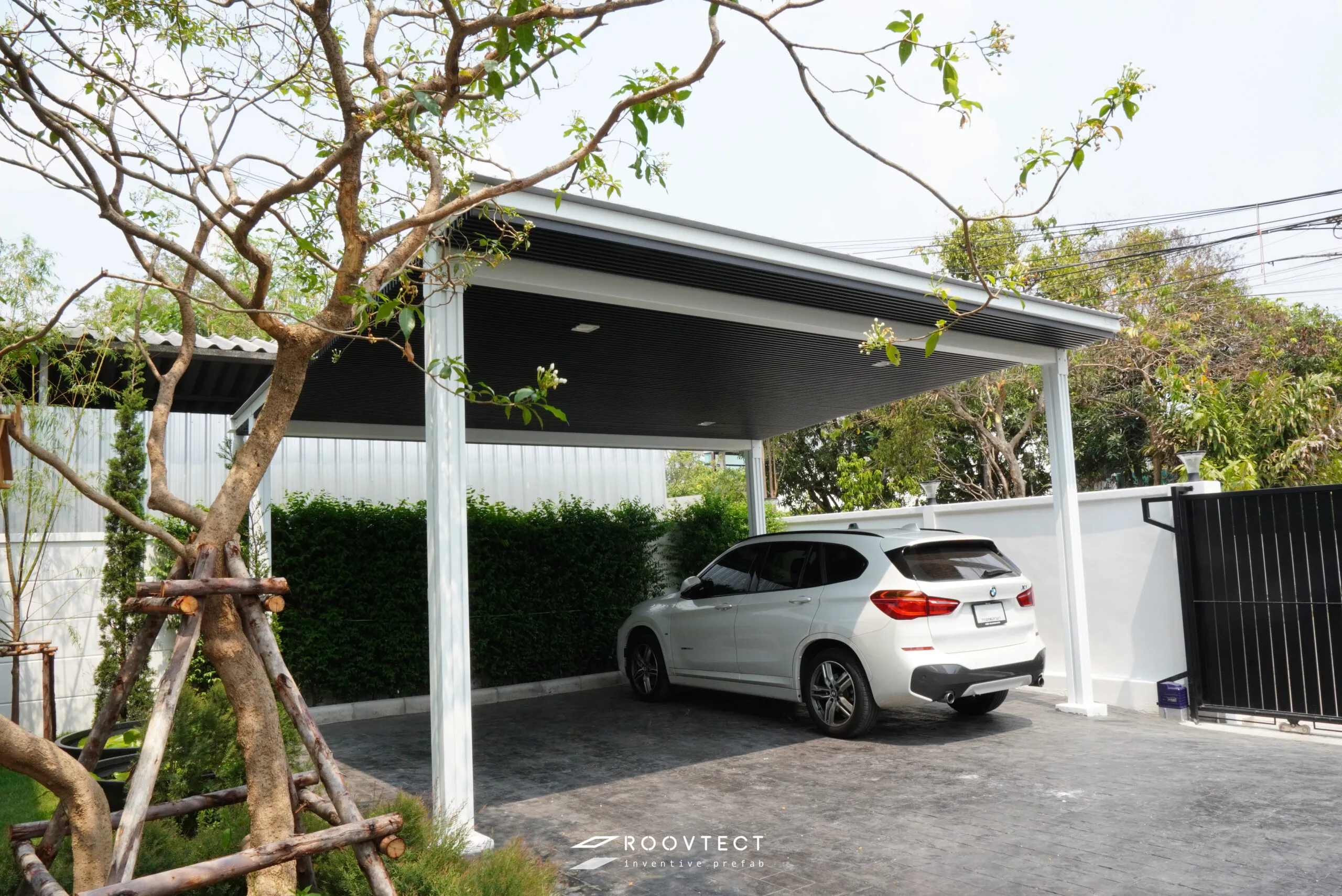 โรงจอดรถ - หลังคาทึบแสง - Grey PR6 - Modern - Modern i15 - ROOVTECT