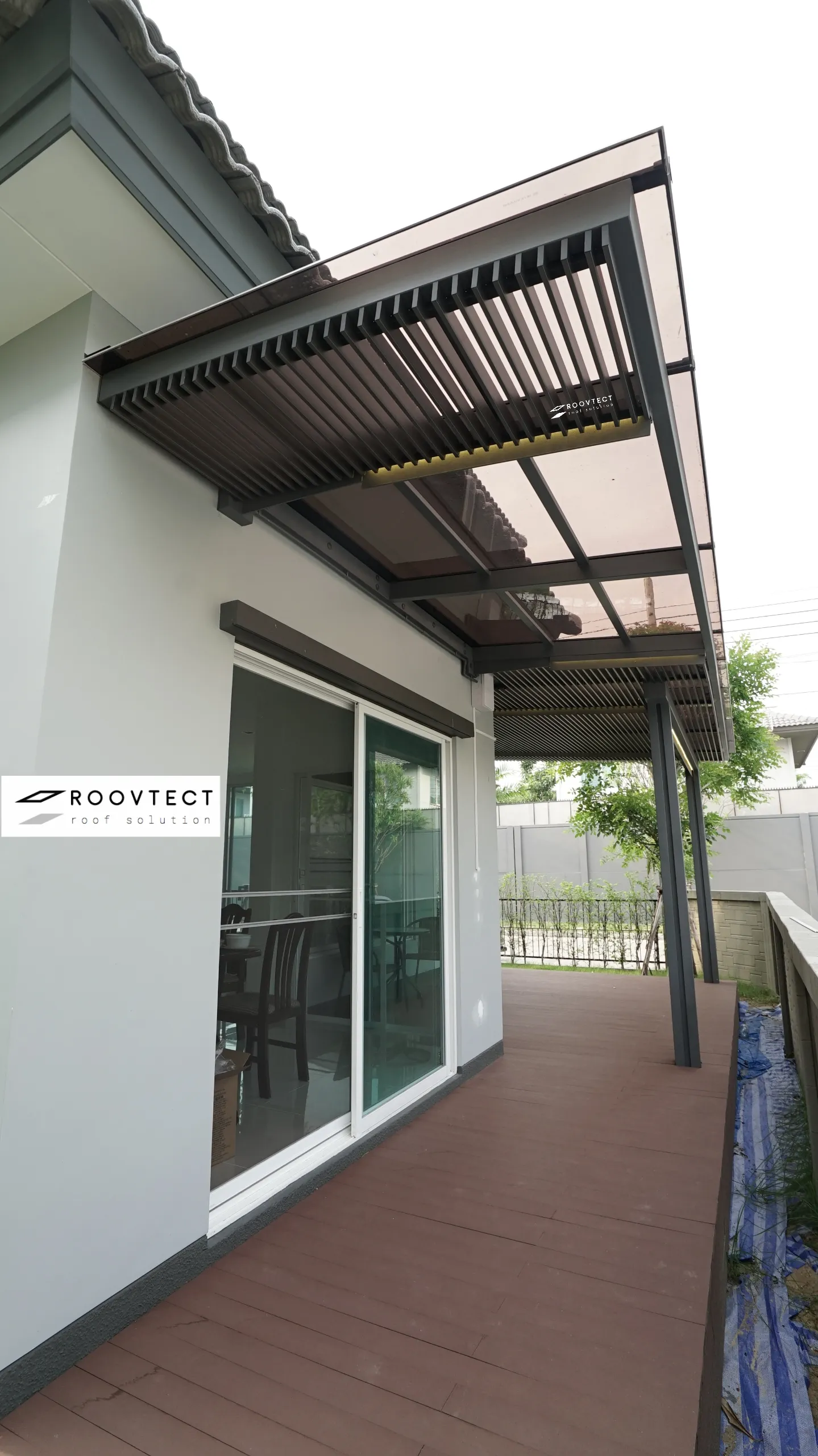 ต่อเติมบ้าน - หลังคา Solid Polycarbonate - Sepia Brown - Modern - Standard - ROOVTECT