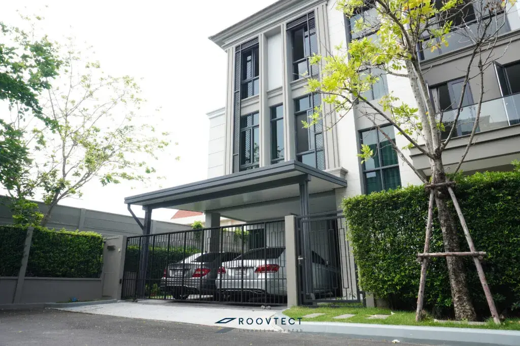 โรงรถโมเดิร์นหลังคาเรียบ