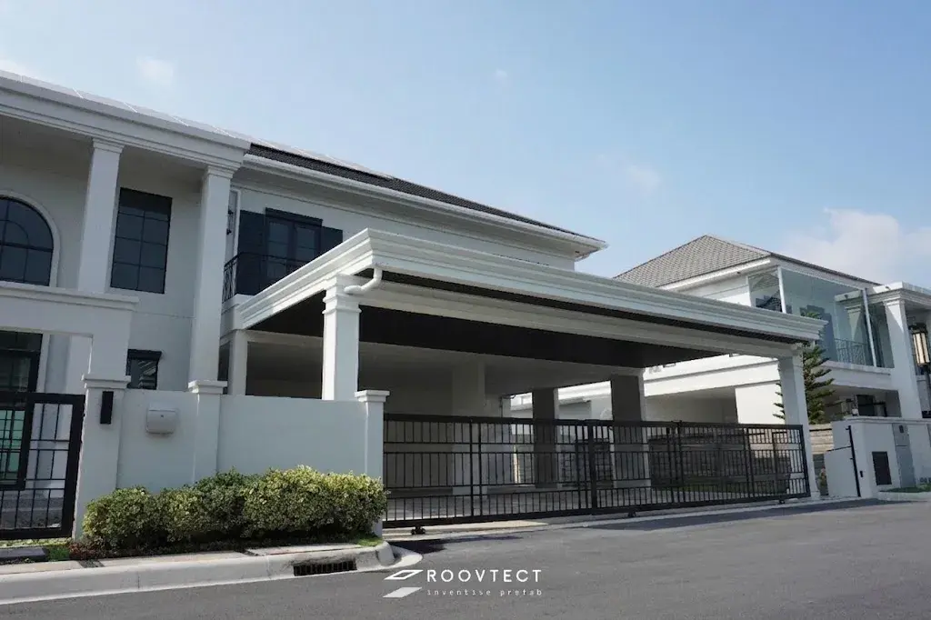โรงรถโมเดิร์นแบบผสานกับตัวบ้าน